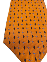 Brooks Brothers Basics Pure Silk Necktie Tie Orange Blue Diamond Pattern... - £44.02 GBP