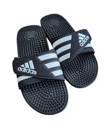 NEW Adidas sz 9 Adissage Slides Adjustable Black White Sandals - $28.13