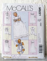 McCall&#39;s Baby Infants Christening Gowns Bonnets Rompers Sewing Pattern M6221 - £7.55 GBP
