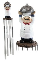 Welcome Chef Cordon Bleu Lifting Cloche Dome Figurine Crown Garden Wind Chime - £24.76 GBP