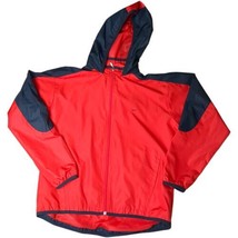 Nike Jacket Women Sz L Red Black Full Zip Hood Running Windbreaker Elastic Cuffs - £14.74 GBP