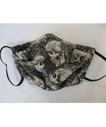 HALLOWEEN FACE MASK SKULLS &amp; ROSES TWO LAYER FILTER SLOT NOSE WIRE WASHABLE - $8.90