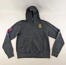 Adidas Originals Hoodie Mens M Black Graphic Trefoil Pullover Sweatshirt - $39.99