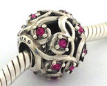 Authentic Chamilia Leaves &amp; Vines Fuchsia 925 Silver Bead Charm 2025-078... - $33.24
