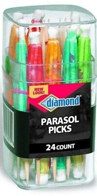 24 PARASOL pArTy TOOTH PICKS Little Umbrella POLYNESIAN Luau Hawaiian Co... - $22.11