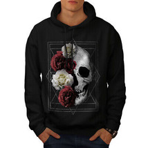 Wellcoda Skull Rose Flowers Mens Hoodie, Devil Casual Hooded Sweatshirt - £25.76 GBP+