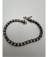 Vintage Sterling Silver CZ Tennis Bracelet Missing One Stone 7.5” X 5mm - $22.72