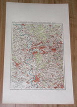 1924 VINTAGE MAP OF WEST RUHRGEBIET RUHR DÜSSELDORF ESSEN DUISBURG GERMANY - £22.06 GBP