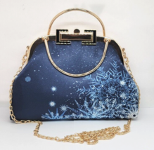 JTV Jewelry America BLUE SNOWFLAKE Purse / Bag Gold Tone Accents Off Par... - $39.00