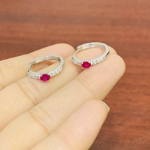 Dainty Pink Cz Hoop Earrings Sterling Silver Huggie Hoop Earrings For Women Gift - $45.00