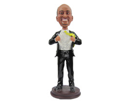 Custom Bobblehead Businessman In Formal Is Secret Superhero Costume - Super Hero - £71.12 GBP