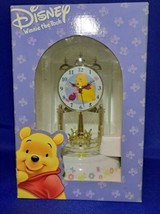 Vtg Rare Disney Winnie Pooh Anniversary Clock Porcelain Glass Dome Bee Pendulum - £28.12 GBP