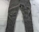 Tempo Paris Pants Womens Medium Grey Plaid Skinny Pockets Drawstring Linen - $41.57