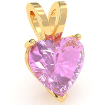 Lab-Created Pink Sapphire Heart Solitaire Pendant In 14k Yellow Gold - £159.07 GBP