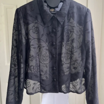 R&amp;K Evening Sheer Wedding Shoulder Padded Black Formal Blazer Blouse Top, Size L - £23.96 GBP