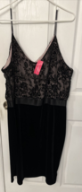 Xhilaration Black Velvet W Lace Overlay Spaghetti String Dress Womens Sz XXL NWT - £19.68 GBP