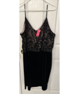 Xhilaration Black Velvet W Lace Overlay Spaghetti String Dress Womens Sz... - £19.54 GBP