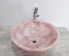Rose Quartz Gemstone Bathroom Wash Basin Sink Stunning Pink Plumbing Deco Art - £614.66 GBP