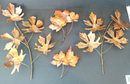 Vtg Copper Brass Metal Set Of Four Acorn Leaves Spray Wall Decor MCM - $37.39
