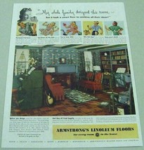 1941 Print Ad Armstrong&#39;s Linoleum Floors 40&#39;s Living Room Acoustic Guitar - £8.32 GBP