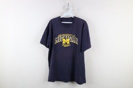 Vintage Mens Large Faded Spell Out University of Michigan Short Sleeve T-Shirt - £27.33 GBP