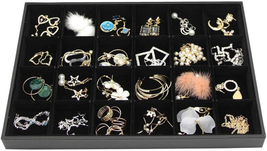 Black Velvet Stackable 24 Grid Jewelry Tray Showcase Display Organizer Holder Di - £15.31 GBP