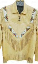 New Men&#39;s Western style Handmade Cowboy Real Leather Fringes and Bead Jacket-236 - £165.31 GBP