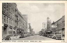 Green Bay Wisconsin Washington Street Old Cars Theater Lounge Postcard X6 - £11.77 GBP