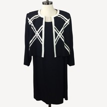 Vintage John Roberts Woman 2 Pc Set Dress Jacket Black White Formal Size... - $69.99