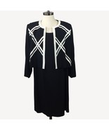 Vintage John Roberts Woman 2 Pc Set Dress Jacket Black White Formal Size... - £55.03 GBP