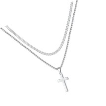 Stainless Steel Cross Necklaces for Men Cuban Link - £45.09 GBP