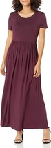 Amazon Essentials Women&#39;s Burgandy Short-Sleeve Waisted Maxi Dress - Siz... - £14.67 GBP