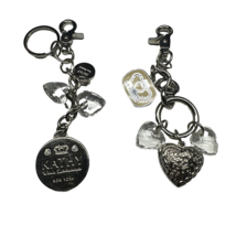 Kathy Van Zeeland Hearts Faux Crystal Charm Crown Keychain Clip On Lot 2 - $12.15