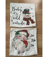 Lot Santa Claus /Snowman Christmas Throw Pillow Covers Winter Holiday Ho... - £15.11 GBP