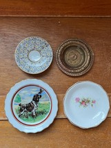 Vintage Lot of Small Porcelain &amp; Hammered Metal Doll Plates or Other Use... - £8.88 GBP