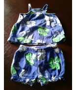 Carters Girls Size 3 Months Blue  Floral Top &amp; Bottom Set Strappy top - £10.32 GBP
