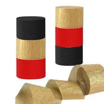 Red Black Gold Crepe Paper Streamers Party Streamers 6 Rolls 3 Color,For Black A - £25.42 GBP