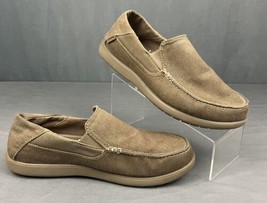 Crocs Men’s Loafers - Santa Cruz Beige Slip On Canvas Shoes Size 11 - £14.80 GBP