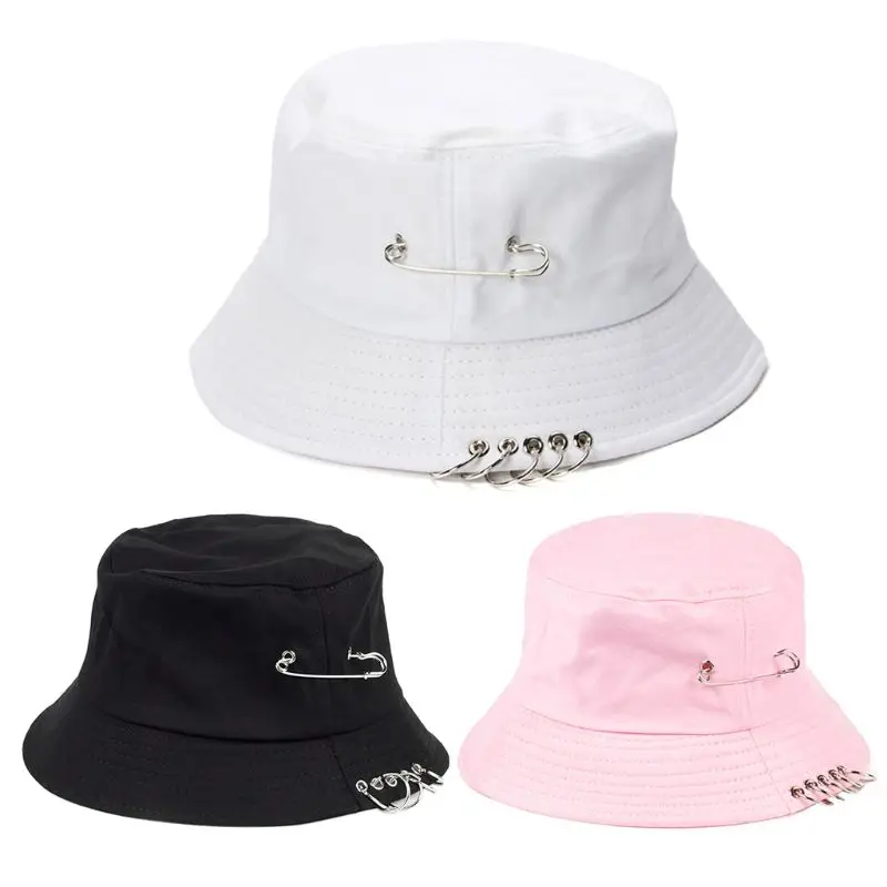 Bucket Hat Summer Travel Fashion Beach for Sun Hat Harajuku Hip Hop Solid Color - £12.03 GBP