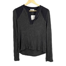 New LAMade Top Gray Ribbed Knit V Neck Long Sleeve Womens Small - $23.10