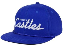 Crooks &amp; Castles Blue Team Castles 6 Panel Adjustable Snapback Cap Hat - £17.82 GBP