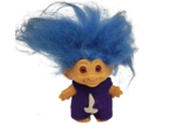 2.5&quot; VINTAGE 1960&#39;s WISHNIK DAM TROLL W/ LONG BLUE HAIR - RED EYES PURPL... - $46.55