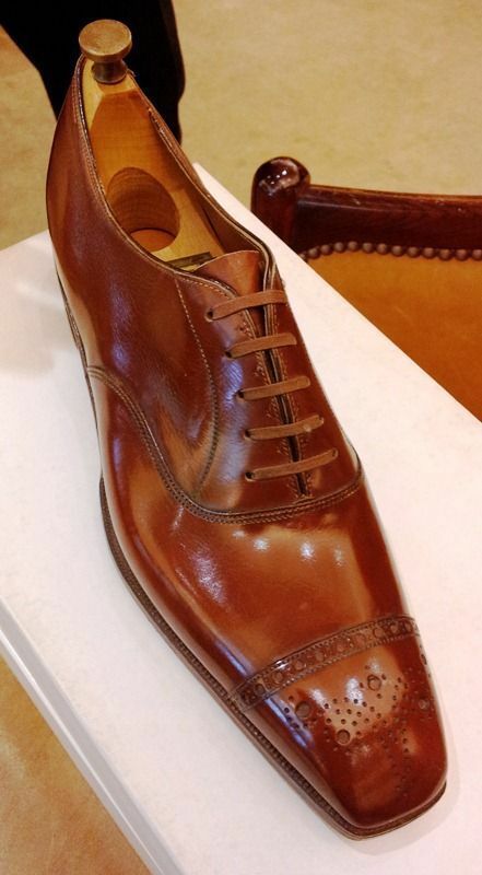 Men's Handmade Oxford Brown Pointed Brogue Toe Genuine Leather Shoes US 7-16