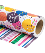 Reversible Birthday Wrapping Paper - Mini Roll - 17 Inch X 33 Feet - Col... - $14.54