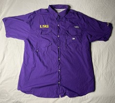 Columbia LSU Tigers PFG Shirt Men’s No Tag Purple Shirt Sleeve Button Up... - $25.00