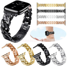Luxurious Watch Bracelet Strap Metal Chain Band Gold Diamond Apple Watch Series - £16.06 GBP