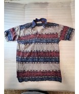 natural issue polo shirt mens large L south western aztec print blue - £9.79 GBP