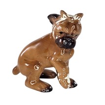 Vintage Ceramic Boxer Dog Figurine Injured Bandaged Crying Paw Up Brown - £15.73 GBP