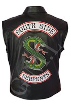 Men&#39;s Riverdale Southside Serpents Leather Vest - Halloween Costume - £62.72 GBP