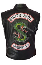 Men&#39;s Riverdale Southside Serpents Leather Vest - Halloween Costume - $79.99